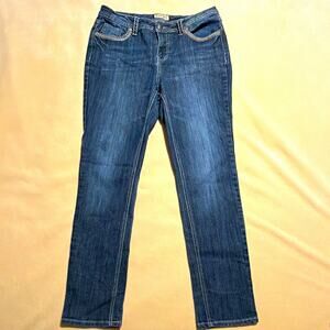 Earl Jean Women's Blue Medium Wash Straight Stretch Denim Jeans Size 12 5-Pocket